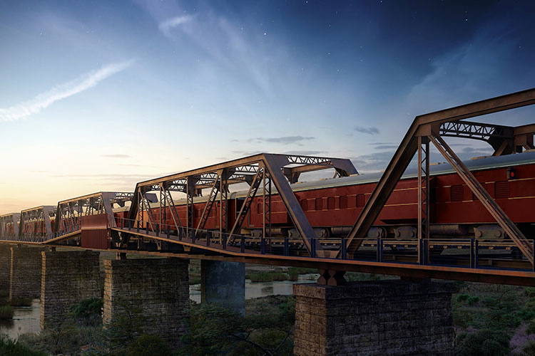 An artist's rendering of how the completed hotel will look in December © Kruger Shalati: The Train on the Bridge