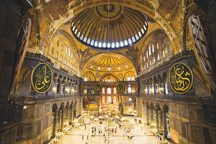 Interior of Hagia Sophia Cathedral, Istanbul, Turkey