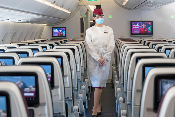 Qatar Airways will require you to wear a mask and a shield © Qatar Airways