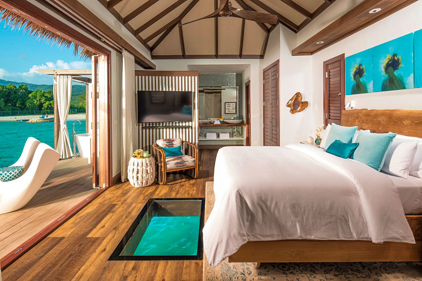 The Caribbean overwater bungalows are incredible, closer-to-home escapes to paradise © Sandals South Coast