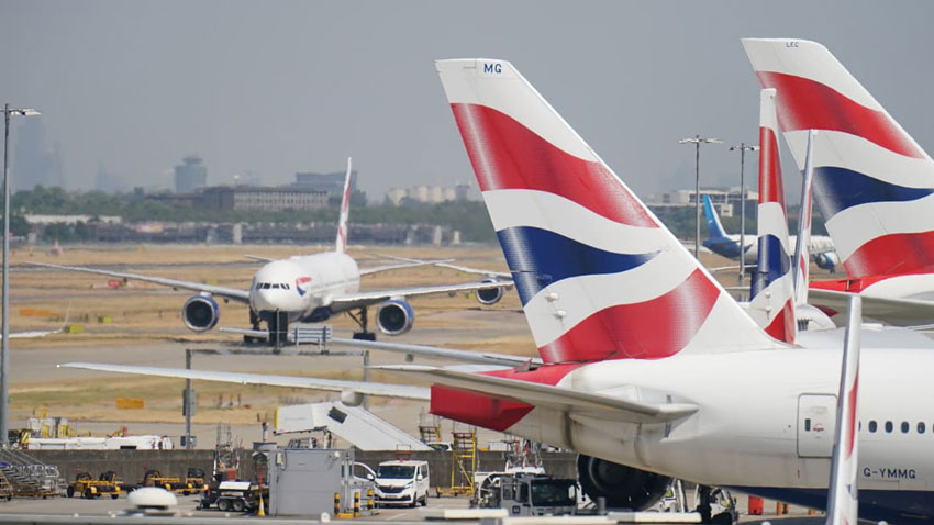 British Airways planes taxi at Heathrow Airport, London, on July 19. (Jonathan Brady/PA Images/Getty Images)