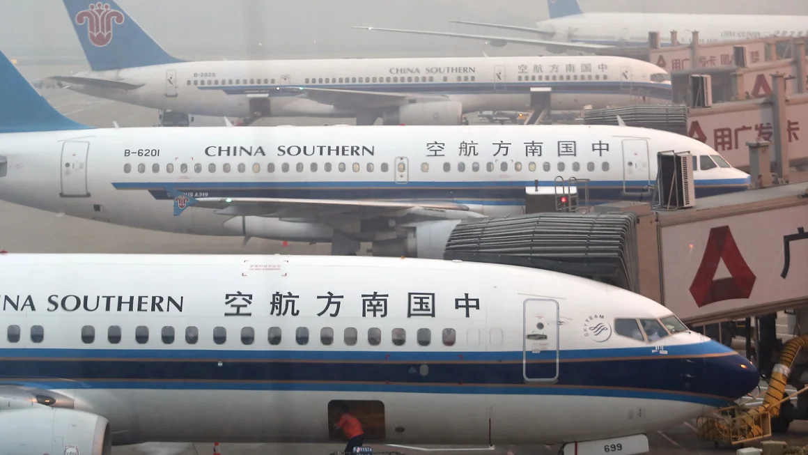 The China Southern Airlines plane was delayed taking off for Beijing. Stephen Shaver/UPI/Shutterstock