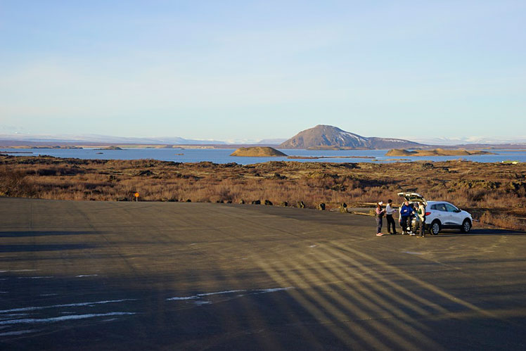 The deserted parking lot at Dimmuborgir by Lake Mývatn in northern Iceland. © Egill Bjarnason