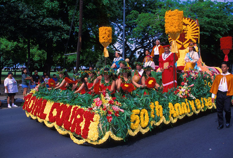 Royal Court float, Aloha Festivals Parade, Honolulu Alamy Stock Photo